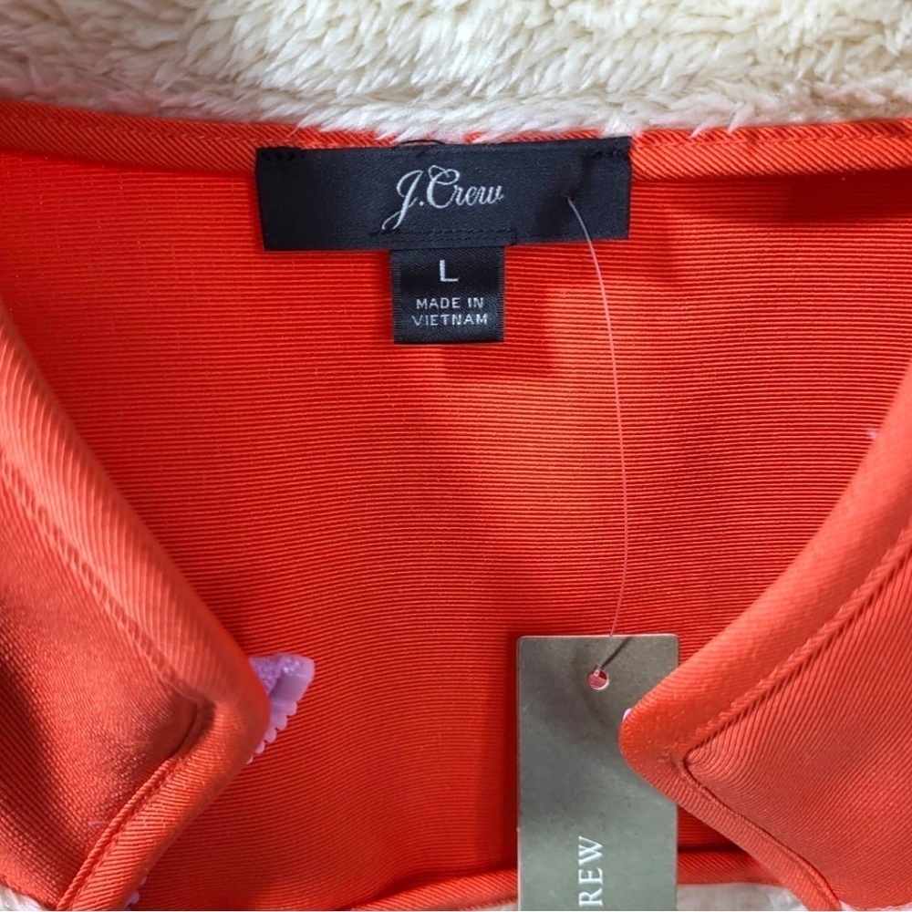 NEW J. Crew Weekend Superplush Sherpa Full-Zip Jacket in Colorblock Cream Orange - Picture 7 of 15